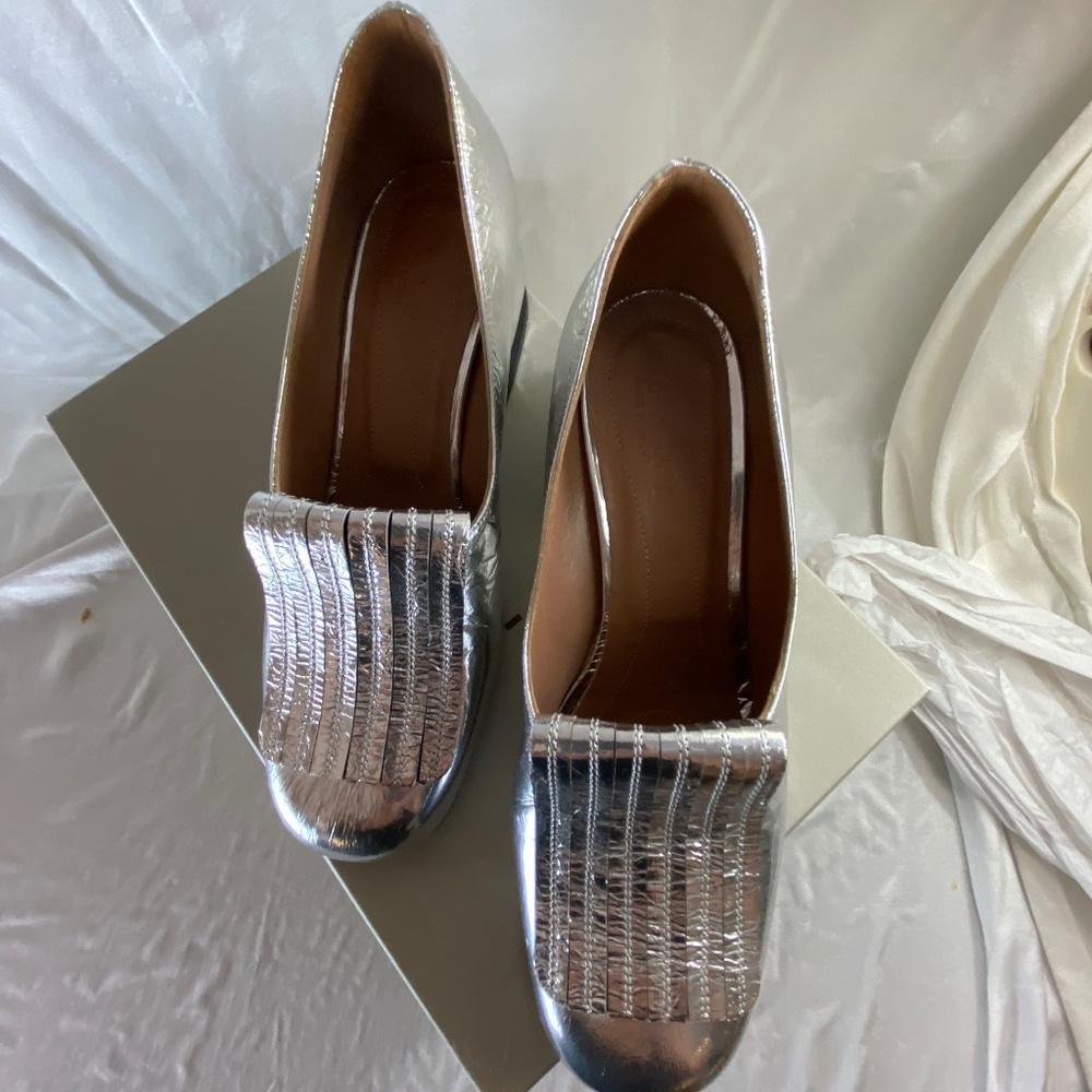 Marni Silver Loafer Heels